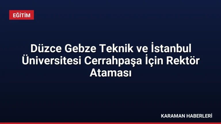 Düzce Gebze Teknik ve İstanbul Üniversitesi Cerrahpaşa İçin Rektör Ataması
