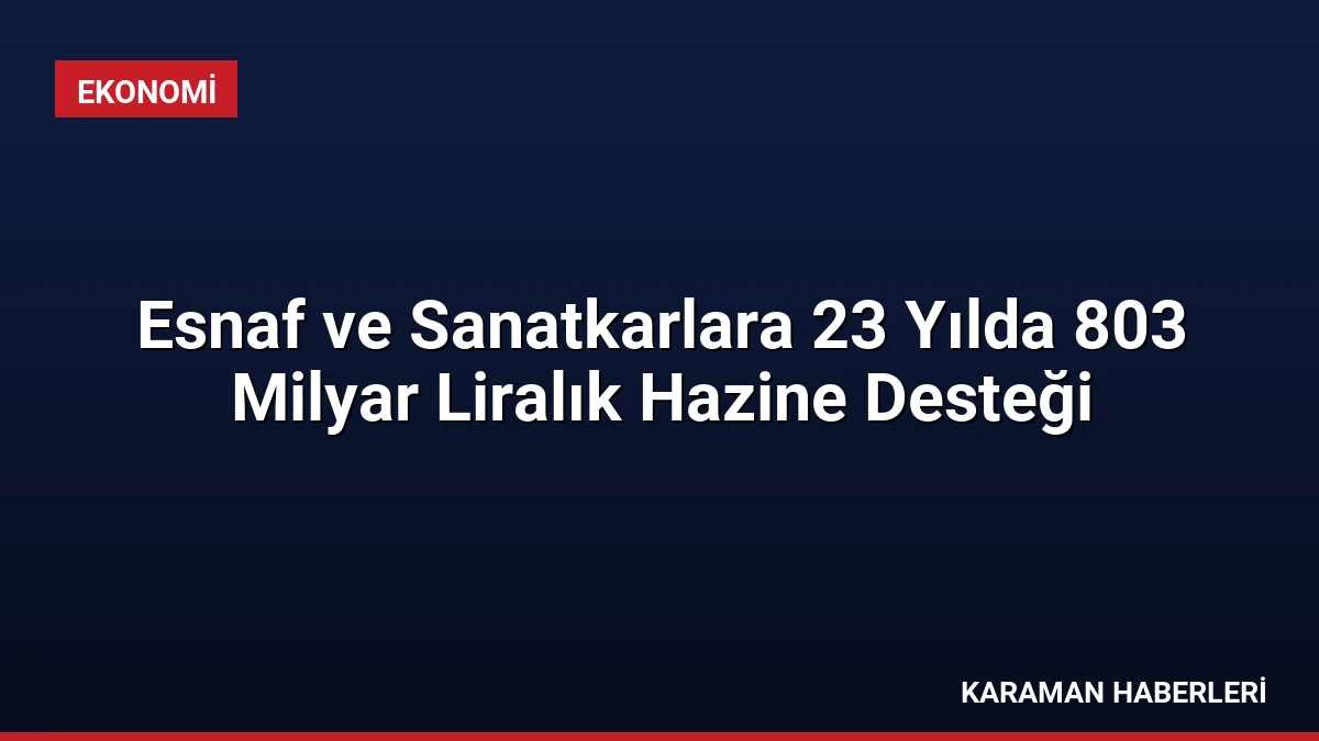 Esnaf ve Sanatkarlara 23 Yılda 803 Milyar Liralık Hazine Desteği