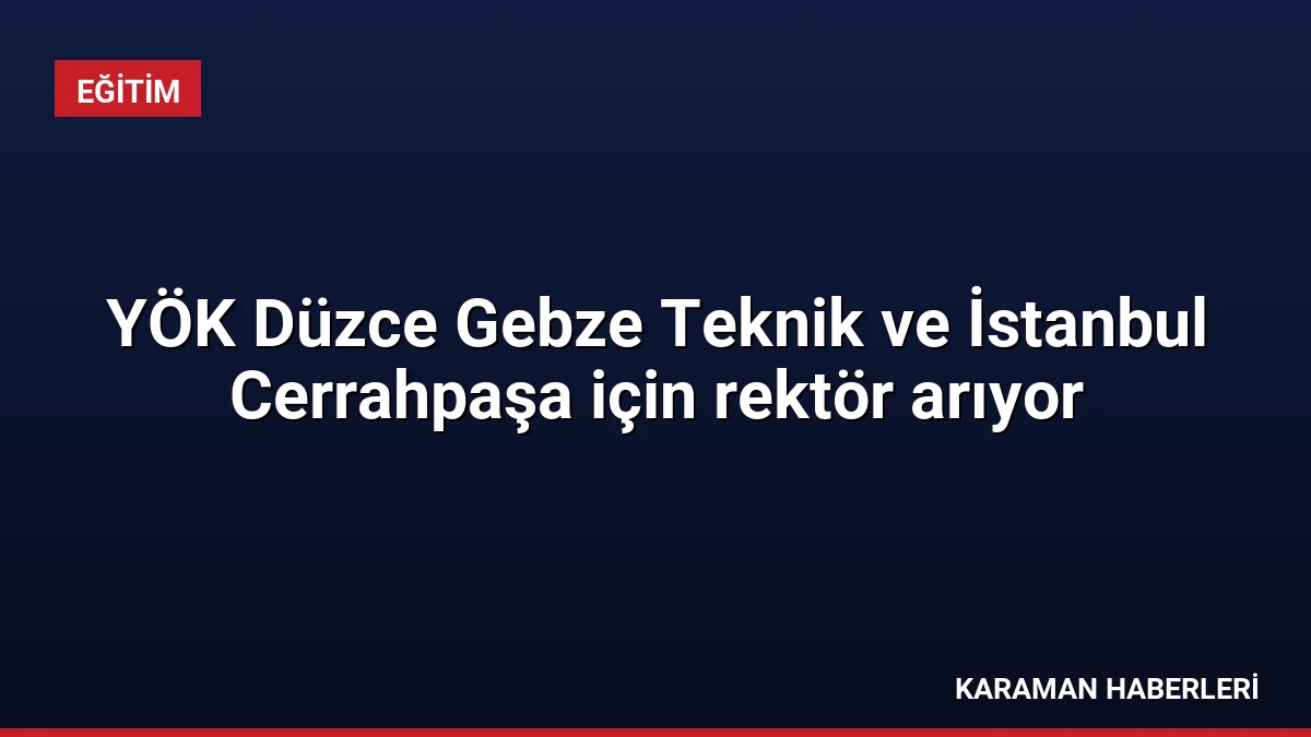 YÖK Düzce Gebze Teknik ve İstanbul Cerrahpaşa için rektör arıyor