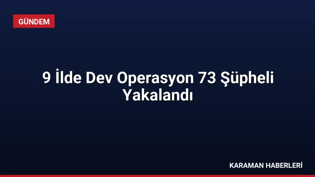 9 İlde Dev Operasyon 73 Şüpheli Yakalandı