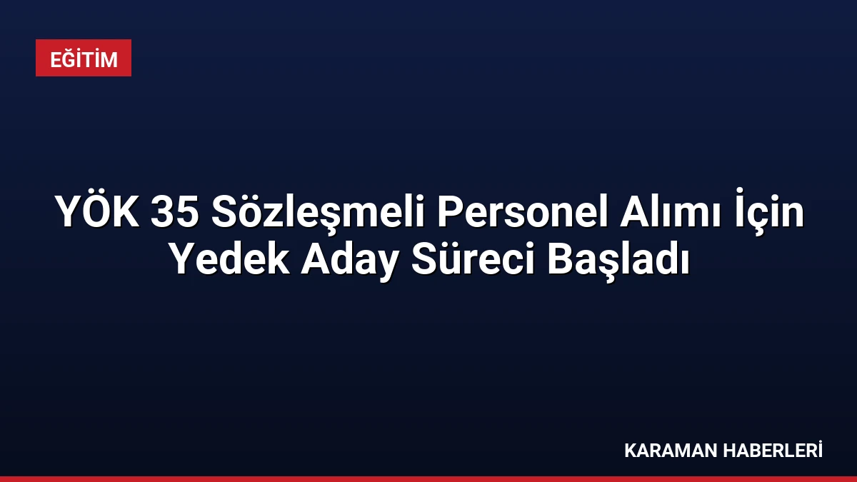 YÖK 35 Sözleşmeli Personel Alımı İçin Yedek Aday Süreci Başladı