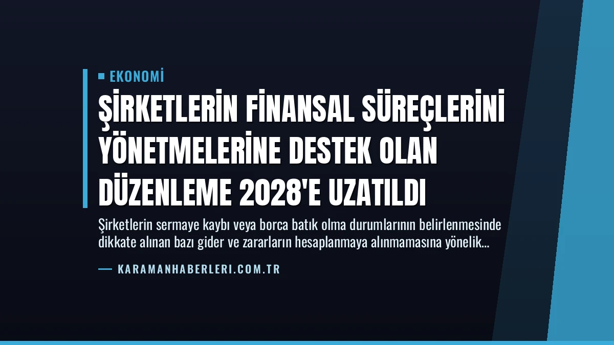 Şirketlerin Finansal Süreçlerini Yönetmelerine Destek Olan Düzenleme 2028’e Uzatıldı