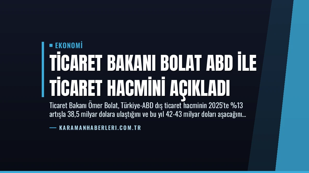 Ticaret Bakanı Bolat ABD ile Ticaret Hacmini Açıkladı