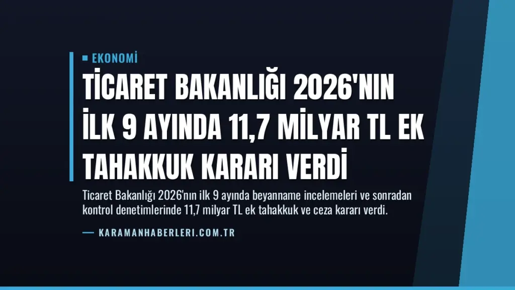 Ticaret Bakanlığı 2026'nın İlk 9 Ayında 11,7 Milyar TL Ek Tahakkuk Kararı Verdi